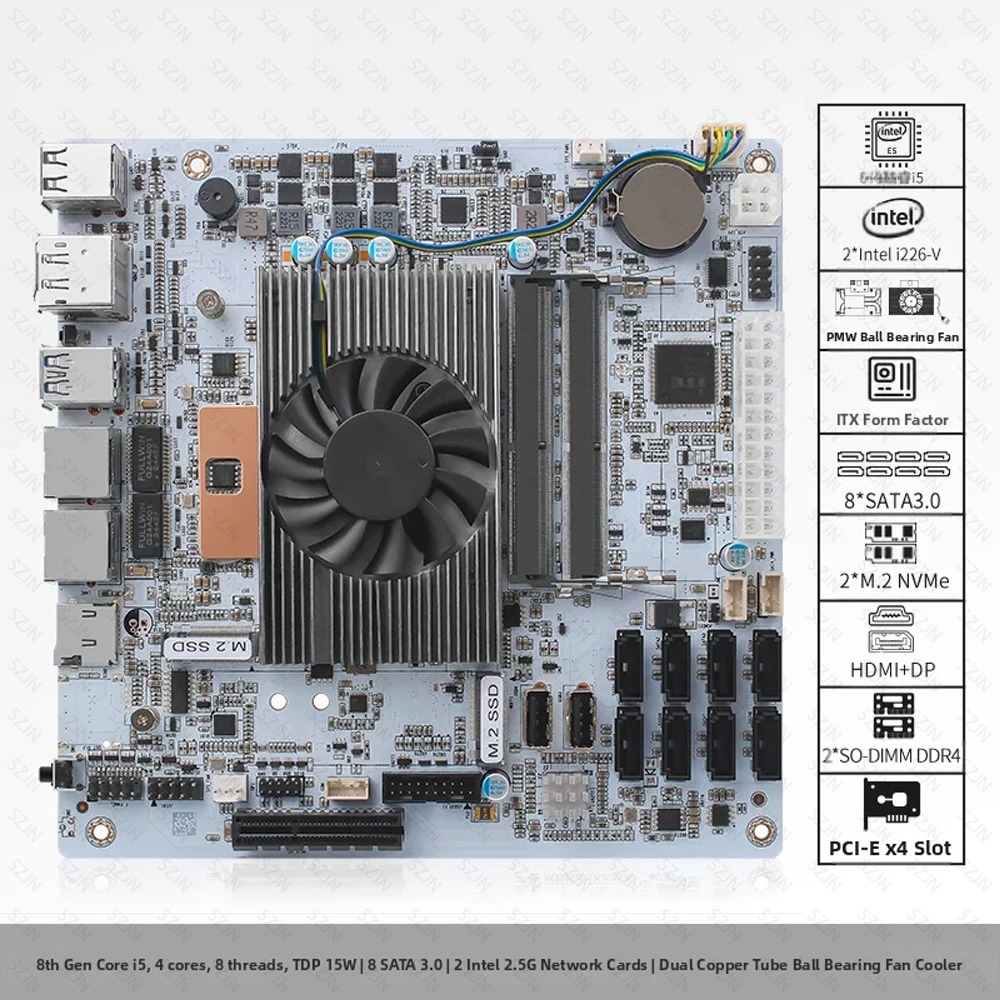 Scheda Madre NAS I5-8265U ES,  - Nas Motherboard 8 Sata Mini Itx recensione e prezzo